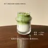 Taza de Café Colgante de Oreja de Estilo Ins para Uso Doméstico, Vaso Alto de Vidrio con Patrón Vertical, Taza Retro Americana para Iced Latte, Té de Frutas