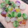 Jade Jade Verde Flor Flotante Calabaza Cuentas de Jade Sueltas Violeta Tricolor Melón de la Suerte Cuentas para Pulsera Collar Joyería