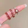Anel de Cor Esmalte Fritillaria Branco Super Design de Nicho Feminino Anel Ajustável para Dedo Indicador Anel de Luxo Leve Alto Nível