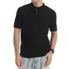 Camisa Polo Tricô Manga Curta Masculina Gola Lapela Cor Sólida Texturizada Estilo Old Money Camiseta Seda de Gelo Verão Cross-Border Fábrica Atacado