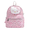 Nova mochila de pelúcia Hello Kitty com estampa de leopardo 2026, estilo coreano, fofa, de grande capacidade, bolsa escolar casual para meninas