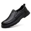 Zapatos de Cuero de Un Paso para Otoño e Invierno Moda Masculina Casual Zapatos de Conducir Piel de Vaca de Primera Capa Sin Olor Zapatos de Cuero para Hombre Zapatos de Papá