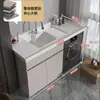 Directo del fabricante: Gabinete de lavandería para balcón de aluminio tipo panal con lavadora de carga frontal integrada y lavabo para ropa