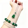 Colar Verde Imperial, Colar em Forma de Cabaça Estilo Chinês, Pingente de Colar de Calcedônia Natural Totalmente Verde Comparável à Ágata Verde Jade