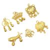 Colgante de Campana de Cerradura de Paz con Carácter de Fortuna de Oro Antiguo Encanto de Cerradura de Carpa Oro Arena DIY Collar Joyería Accesorios Venta al por Mayor