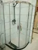 Mampara de ducha de cristal curvado para bañera, puerta de cristal divisoria de separación húmeda y seca, pantalla a prueba de explosiones, puerta corredera de cristal templado fijo