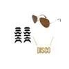 Traje de los 80 para Hombre Cosplay Hip Hop Punk Collar de Dólares Anillo Pendientes Gafas Sombrero de Pescador Traje