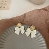 Aretes Asimétricos Geométricos de Acrílico Metal Plata 925 Pin Corea del Sur Distintivo Nicho Simple Lazo para Mujer