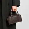 Bolso Boston de Piel de Vaca de Primera Capa Curtida al Vegetal, Bolso de Piel Genuina para Mujer, Bolso de Mano de Moda Retro, Bolso Pequeño Cuadrado de Hombro Cruzado Estilo Bowling