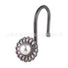 Gancho de metal con cinco cuentas y diseño de flor de ciruelo con incrustaciones antiguas de color rojo con borde cruzado para cortina de ducha de baño