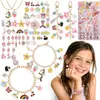 Caja de Regalo para Hacer Joyería de Pulsera, Collar, Clip para Oreja DIY Multicolor de 167 Piezas, Collar de Joyería de Flor de Resina de Dibujos Animados