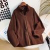 Sencillo Japonés Otoño e Invierno Nuevo Chaqueta Casual Cálida Versátil con Cremallera de Polar para Hombre y Mujer 450195