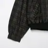 Ropa Femenina Transfronteriza Europea y Americana Decoración con Cremallera Casual Transfronteriza Cuello Alto Manga Larga Otoño Cuadros