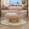 Silla de Pastel Color Crema Estilo Francés, Silla Sofá Individual de Lana de Cordero de Moda para Balcón Sala de Estar, Silla Moderna Minimalista de Madera Maciza