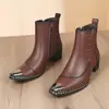 Botas Martin masculinas de bico fino retrô, anti-colisão, biqueira de aço, melhores vendas transfronteiriças da Amazon e TikTok, estilo casual e de negócios, disponíveis em tamanhos grandes