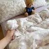 Juego de ropa de cama de cuatro piezas de gasa de doble capa transpirable 100% algodón Clase A, funda de edredón de algodón puro, juego de sábanas de tres piezas, juego de ropa de cama estilo ins