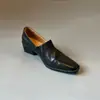 Versión de Piel de Oveja~Diseño Plisado Elegante y con Estilo, Tacón Grueso, Versátil, Sensación de Alta Gama, Zapatos de Cuero Retro Simples de Boca Baja