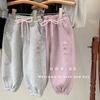 Pantalones Casuales de Ropa para Niños y Niñas de Primavera y Otoño Pantalones Deportivos de Sudoración de Estilo Occidental para Bebés Marca Trendy Personalizada Estilo Coreano Bordado de Dibujos Animados