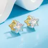 Pendientes de Estrella Picada, Pendientes Portátiles de Dos Caras Bicolor, Lujo Accesible de Nicho de Alta Gama, Pendientes Versátiles, Nuevo Estilo 2025