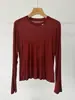 Camiseta com Toque de Pele Macia NudeLyocell, Seda, Lã Gola Redonda Manga Longa Camisa Base para Mulheres, 26 Outono Cor Sólida Top
