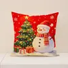 Fronha de Almofada de Natal com Boneco de Neve Estilo Americano Transfronteiriça Capa de Almofada de Sofá de Linho Impresso de Inverno Almofada de Quarto