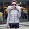 Chaqueta de Algodón Acolchada Nueva para Mujer de Otoño e Invierno, Abrigo Corto con Cuello de Piel Grande, Chaqueta de Algodón con Relleno de Plumón para Mujer, Abrigo de Algodón Talla Grande