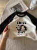 Camiseta Infantil Cartoon Primavera e Outono 2026 Camiseta de Algodão Cartoon para Meninos e Meninas Elegante Color Block Manga Raglan Camiseta Básica Atacado