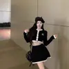 Traje social estilo xiaoxiang feminino verão filha rica cardigã curto de tricô casaco saia plissada conjunto de duas peças