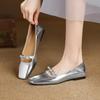 Zapatos Mary Jane Han Feng Dulce Lazo Piel Genuina Completa Primavera 2025 Planos Cuadrados de Punta Zapatos de Salón de Hada Piel Genuina