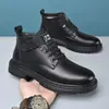 Zapatos de Invierno para Hombre con Forro de Felpa, Zapatos de Algodón Cálidos, Zapatos Casuales de Caña Alta para Hombre, Zapatos de Algodón y Cuero para Negocios, Botas Martin sin Cordones