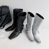 Botas tipo Martin de Tacón Medio con Hebilla para Mujer, Botas de Media Caña, Nuevo Estilo Otoño, Piel Genuina, Punta Cuadrada, Color Desgastado, Botas Individuales, Botas de Motociclista