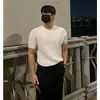 Camiseta de Verão de Manga Curta da Fábrica Marca Ins Tendência Masculina Camiseta Tricot Casual Japonesa Estilo Preguiçoso Jovem Top Versátil