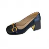 Zapatos de Tacón Alto Franceses para Niñas Primavera 2026 Nuevo Estilo Zapatos de Cuero con Punta Cuadrada y Tacón Grueso Retro Piel Suave Zapatos Blancos para el Trabajo para Mujer