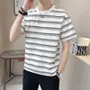 Camiseta de Manga Corta Rayada con Cuello Redondo Baida Fashion para Hombre 25º Verano Nueva Tendencia Versátil Atractiva Holgada