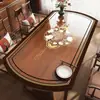 Nuevo Mantel Ovalado Estilo Chino, Lavable, Resistente al Aceite, Impermeable, Resistente al Calor, Mantel Suave de PVC Tipo Vidrio, Mantel Redondo Plegable