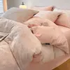 Juego de cuatro piezas de ropa de cama de algodón cepillado grueso de lujo ligero para otoño e invierno, funda de edredón de algodón puro, sábana, juego de tres piezas de ropa de cama para estudiantes