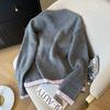 Suéter de punto con encaje de contraste de color de tiro real para mujer 2024 otoño e invierno nuevo suave gentil ceroso estilo extranjero jersey corto