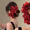 Pasador de Flor de Tela Retro Otoño e Invierno para Mujer, Pasador Elegante y de Alta Gama, Accesorio para el Cabello Dulce de Atmósfera de Nicho para Mujer