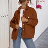 Moda Femenina Transfronteriza 2026 Ebay Amazon Más Vendido Casual Manga Larga Solapa Bolsillo Botonada Lana Chaqueta de Trabajo