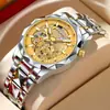 Reloj de hombre con correa de acero inoxidable Amazon transfronterizo, estilo europeo y americano, de negocios, de cuarzo, esqueleto, impermeable, decoración, Provincia de Guangdong