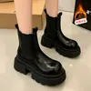 Botines Gruesos Estilo Dulce Negro Fresco Botines Tobillo Mujer 2026 Otoño Invierno Retro Versátiles Estilo Británico Botines Chelsea Mujer