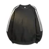 Sudadera de manga larga informal deportiva a rayas con retazos y cuello redondo para hombre, para primavera y otoño