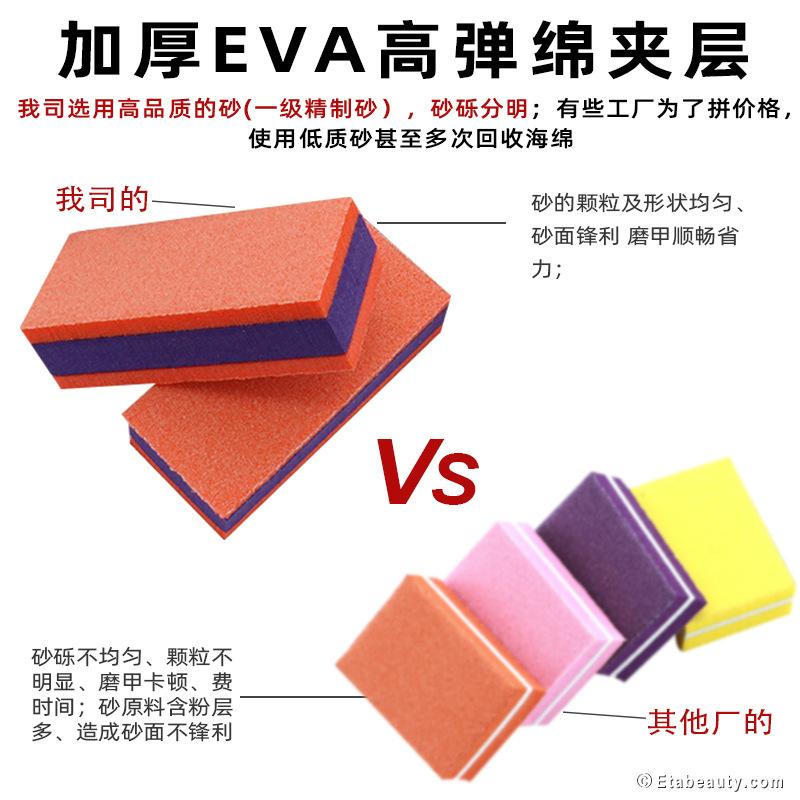 双面海绵指甲锉方块美甲挫条指甲打磨块抛光块修甲工具
