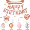 Balão de Filme de Alumínio Letras Inglesas Pequenas Feliz Aniversário Branco Creme Caramelo Aveia Conjunto de Decoração para Festa