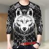 Camiseta de manga larga para hombre de primavera y otoño, camisa con estampado 3D de dragón chino, ropa juvenil de otoño, camisa de hombre de talla grande, moda ajustada