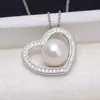 Pingente Base Coração em Prata S925 para Mulheres, Pingente de Colar, Acessórios para Joias DIY com Pérolas 9-10, Base Vazia 4276