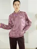Chaqueta de Jacquard Satinado de Piel de Visón Seda Crepé de Algodón Guanle de 30 mm para Mujer Rellena de Seda de Morera 100% Cuello Alto