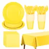 Punto Colorido Color Puro Fiesta de Cumpleaños Vajilla Desechable Set Suministros para Bodas y Fiestas Picnic Vasos y Platos de Papel
