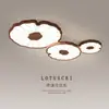 Nueva Lámpara de Techo para Sala de Estar Estilo Chino Creativa Zen Flor de Loto Hoja de Loto Lámpara de Dormitorio Retro Madera Maciza Lámparas de Habitación