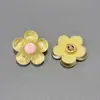 Botões de Resina de Flores Coloridas, Acessórios de Pingente DIY para Crianças, Botões de Camisa Pequenos de Flor de Cinco Pétalas Transparentes de Cristal com Base Alta
